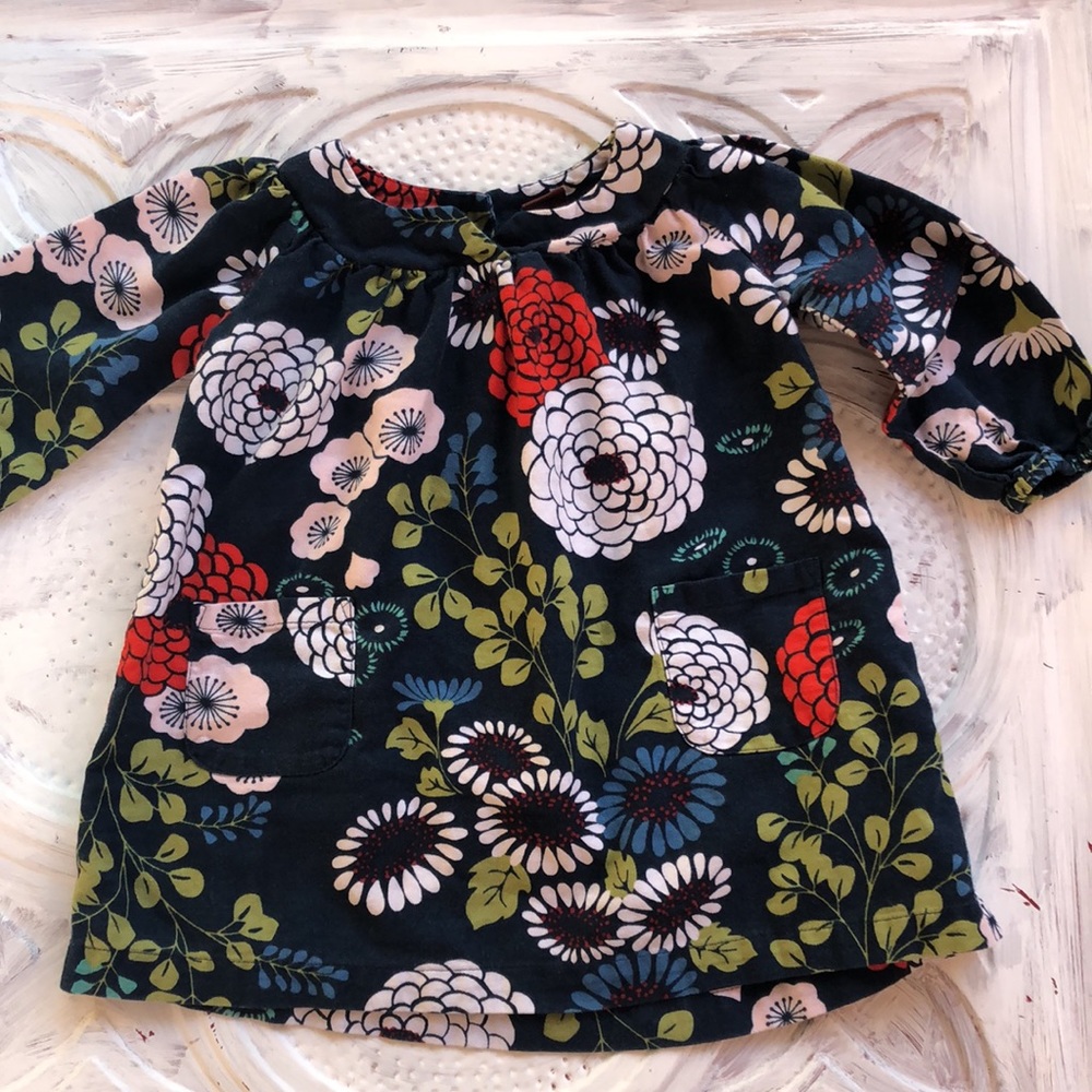 Tea Floral Dress Navy Long Sleeve 12-18 Months